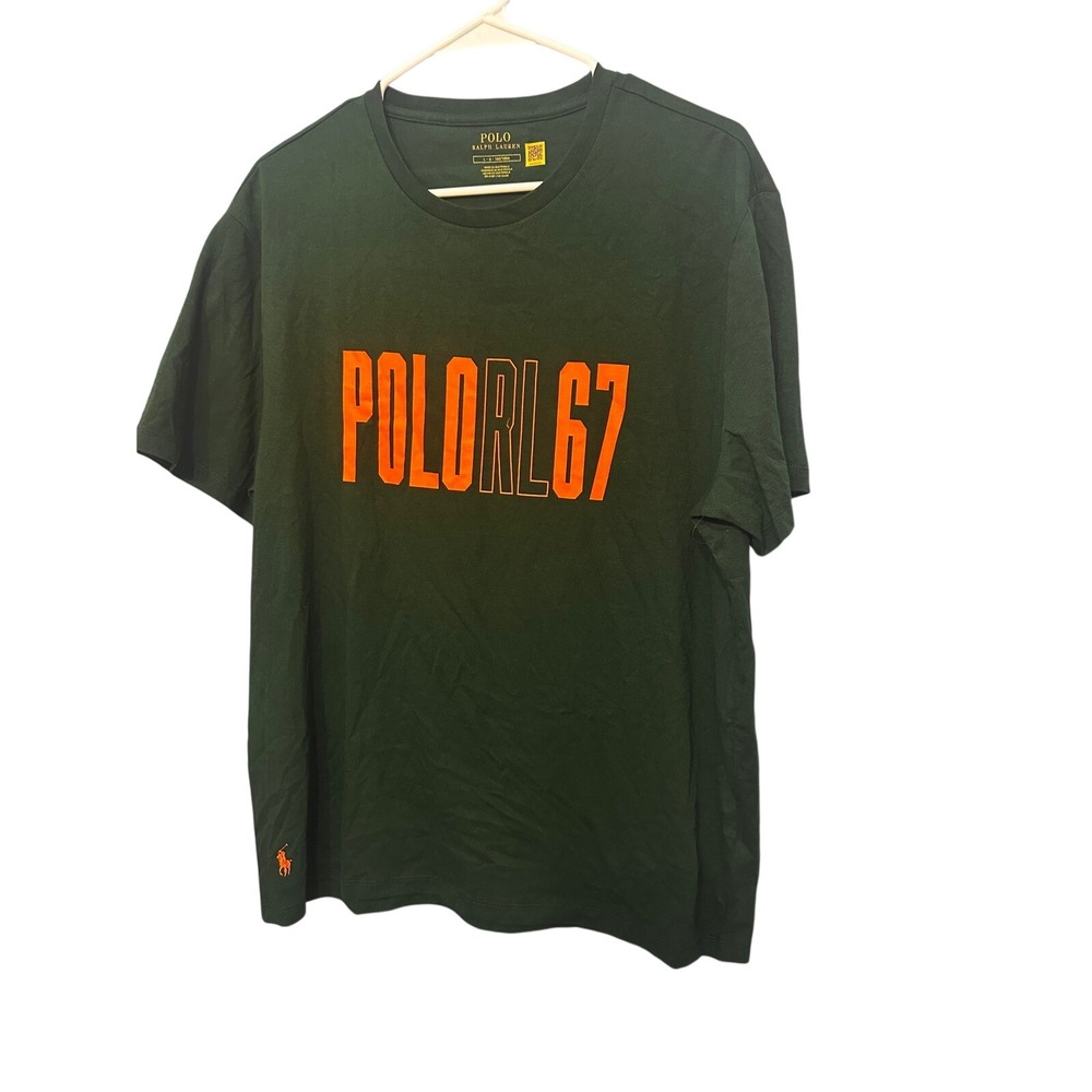 Polo Ralph Lauren Mens Green Orange POLORL67 Graphic T-Shirt Size Large L